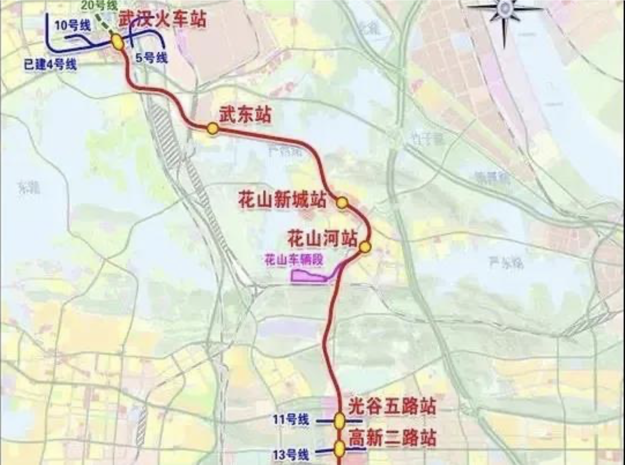根据之前的环评公告,武汉地铁第四期19号线一期(武汉火车站 —— 高新